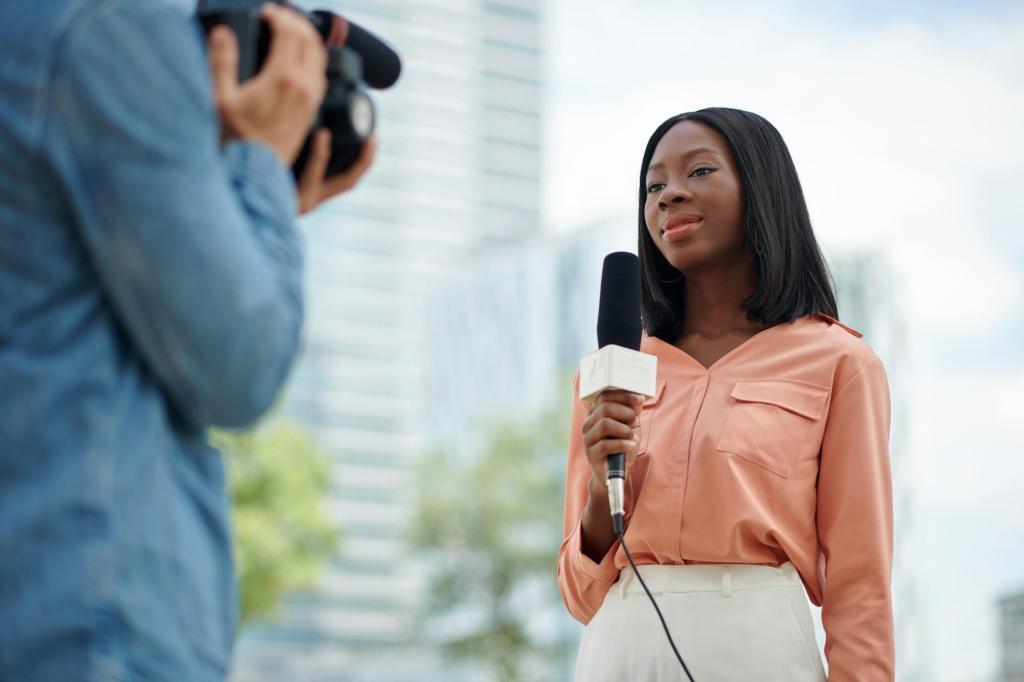 Journalist and Cameraman Filming
